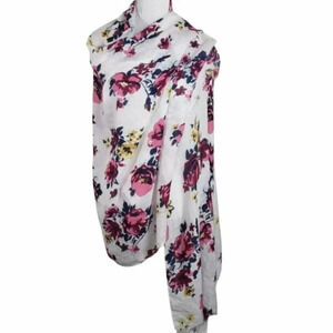 Floral pink/white scarf‎ or sarong 80"×40